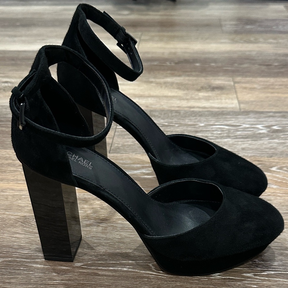 Michael Kors Black Suede Block Heels